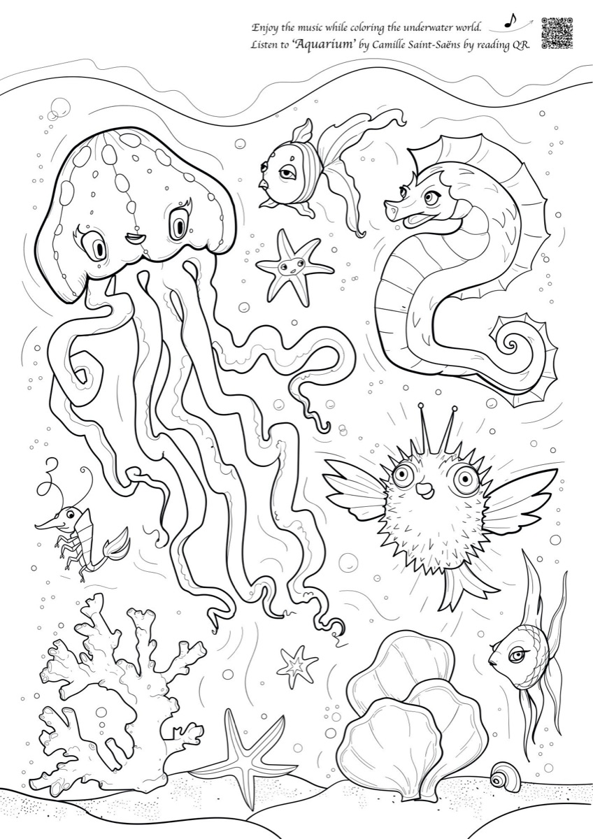 Ausmalseite: Aquarium