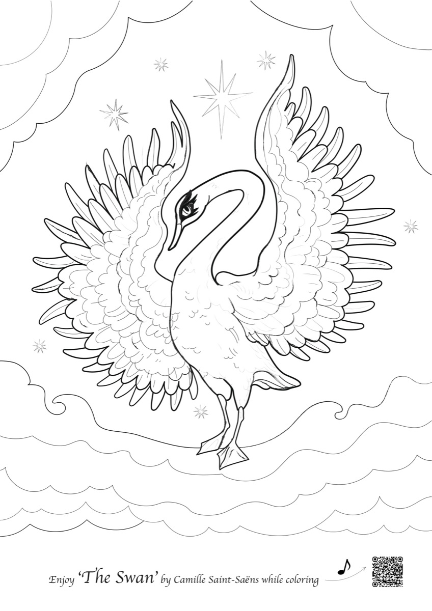 Ausmalseite: Der Schwan